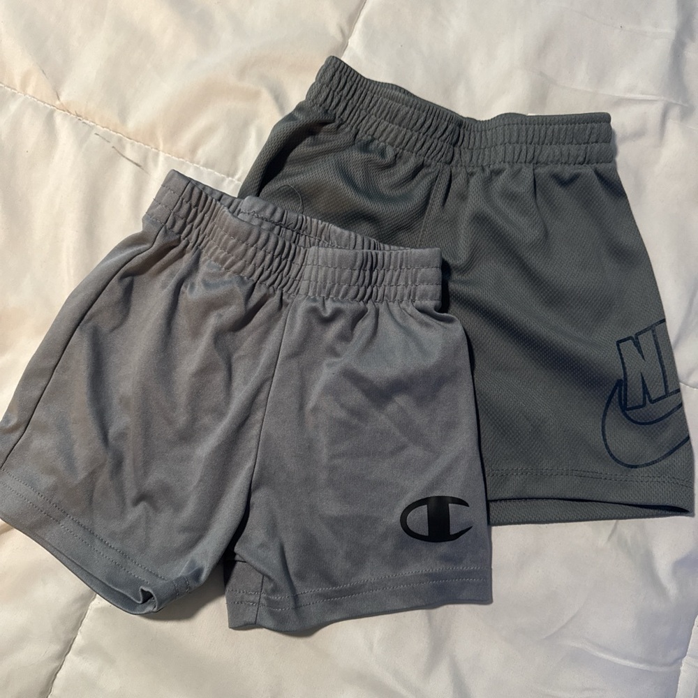 Champion and Nike Kids Dual Pack Gray Shorts